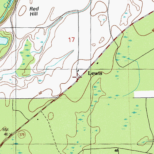 Topographic Map of Lewis, FL