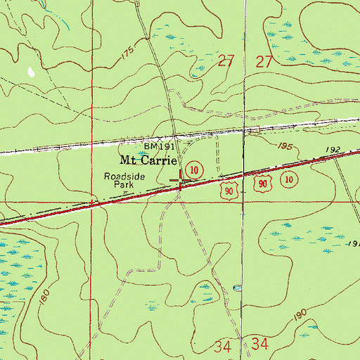 Topographic Map of Mount Carrie, FL