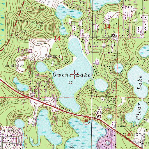 Topographic Map of Owens Lake, FL