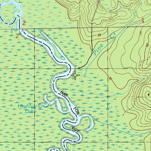 Topographic Map of Pine Creek, FL