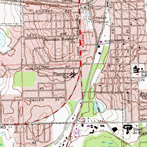 Topographic Map of Pineview School, FL