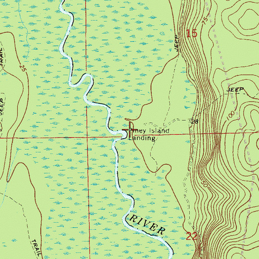 Topographic Map of Piney Island Landing, FL