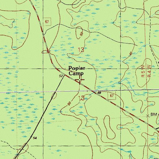 Topographic Map of Poplar Camp, FL