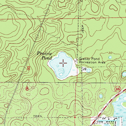Topographic Map of Prairie Pond, FL