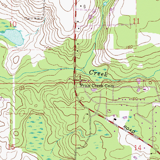 Topographic Map of Price Creek Cemetery, FL