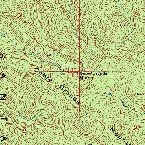 Topographic Map of Cobre Grande Mine, AZ