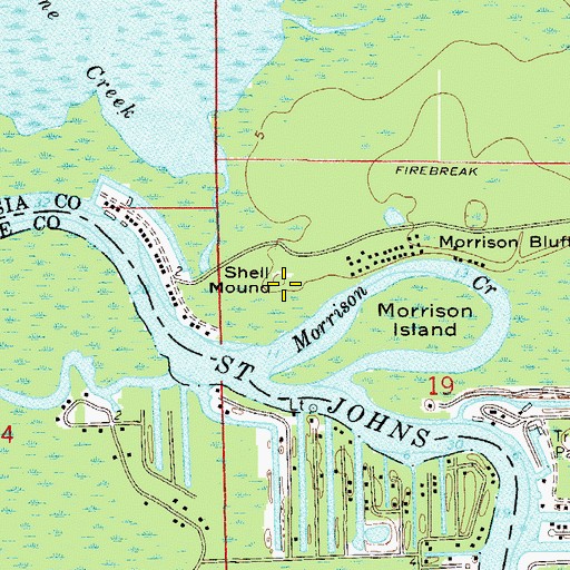 Topographic Map of Shell Mound, FL