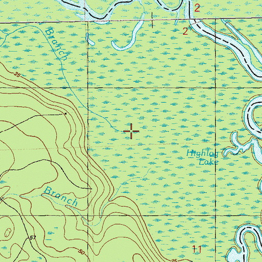 Topographic Map of Wolf Branch, FL