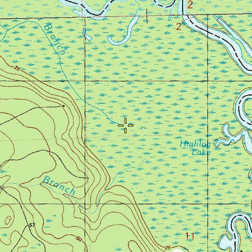 Topographic Map of Wolf Branch, FL