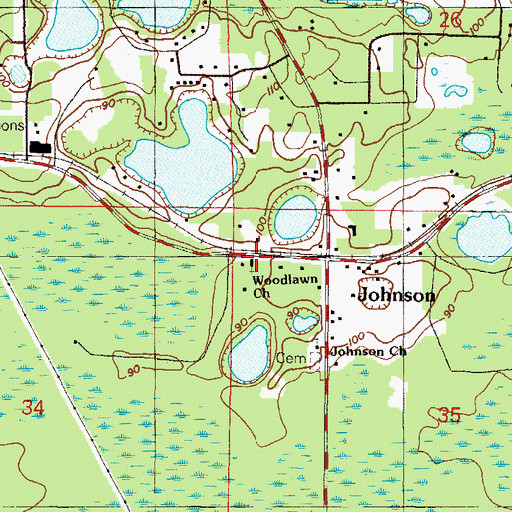 Topographic Map of Woodlawn Baptist Church, FL