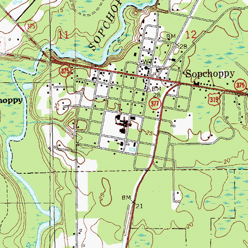 Topographic Map of Sopchoppy Elementary School, FL