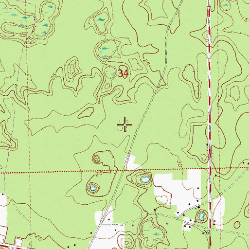 Topographic Map of Harvey Cemetery, FL