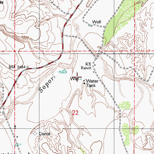 Topographic Map of K X Ranch, AZ