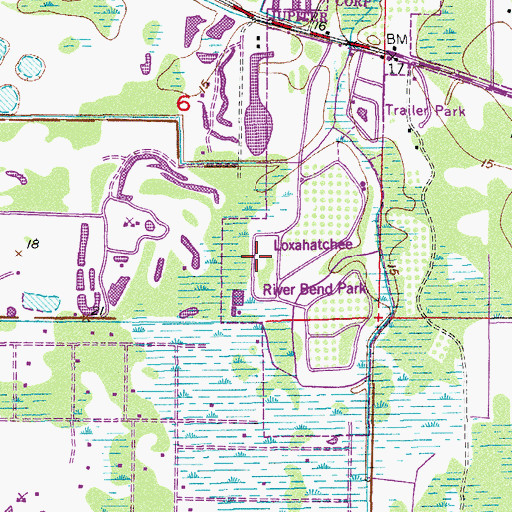 Topographic Map of Loxahatchee River Bend Park, FL