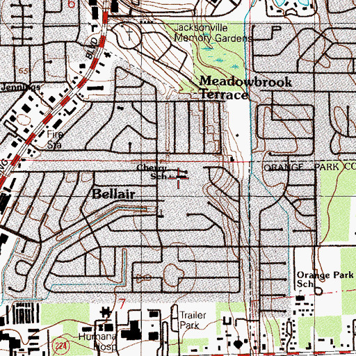 Topographic Map of W E Cherry Elementary School, FL