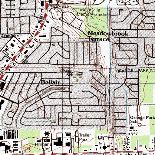 Topographic Map of W E Cherry Elementary School, FL