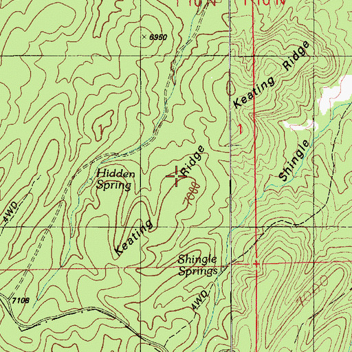 Topographic Map of Keating Ridge, AZ