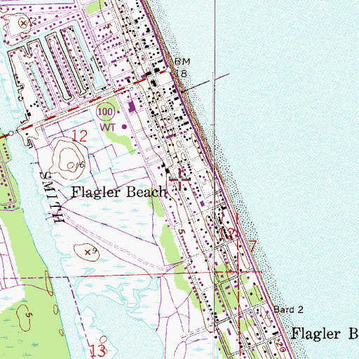 Topographic Map of Flagler Beach, FL