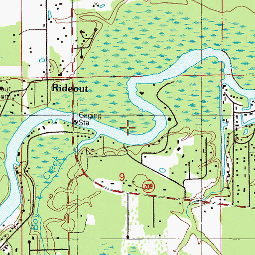 Topographic Map of Rideout Ferry (historical), FL