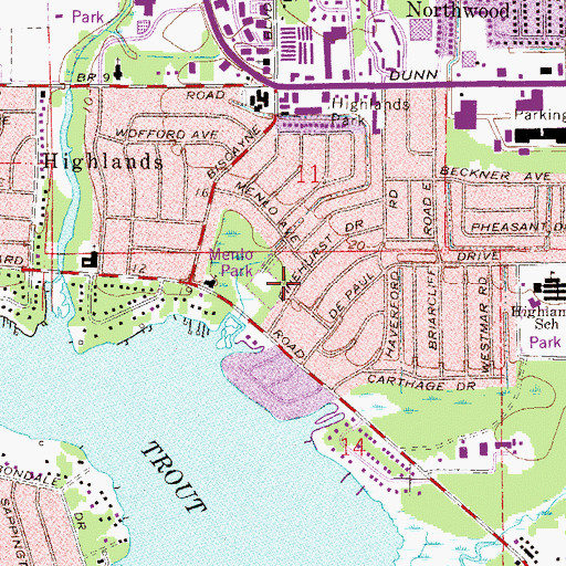 Topographic Map of Menlo Park, FL