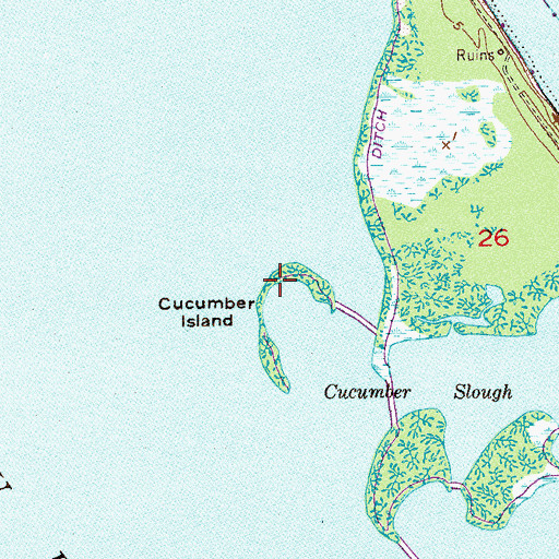 Topographic Map of Cucumber Island, FL