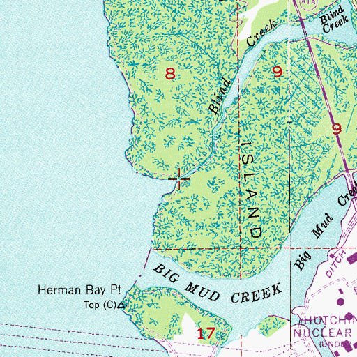 Topographic Map of Blind Creek, FL