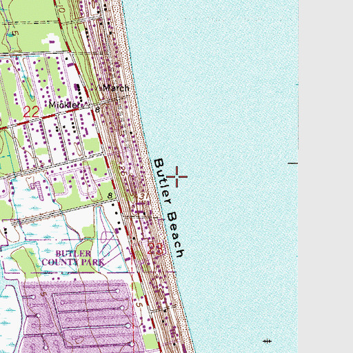 Topographic Map of Butler Beach, FL
