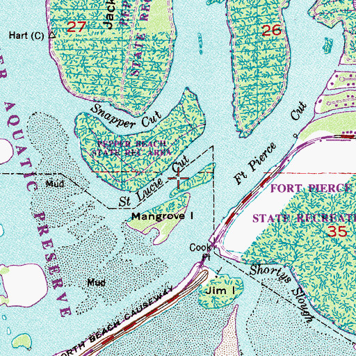 Topographic Map of Saint Lucie Cut, FL