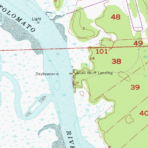Topographic Map of Shell Bluff Landing, FL
