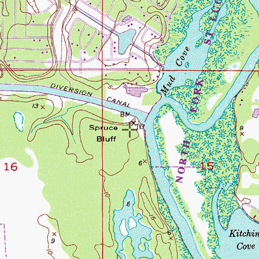 Topographic Map of Spruce Bluff, FL