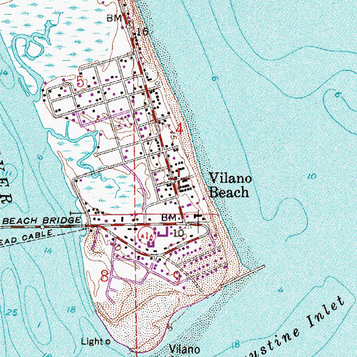 Topographic Map of Vilano Beach, FL