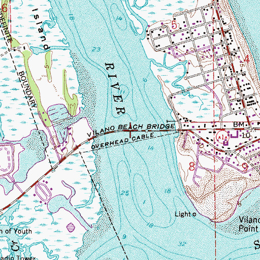 Topographic Map of Vilano Beach Bridge, FL