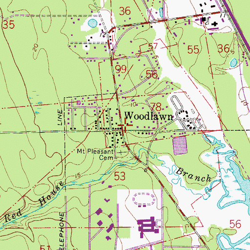 Topographic Map of Woodlawn, FL