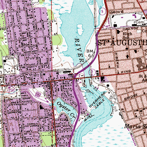 Topographic Map of Saint Augustine General Hospital, FL