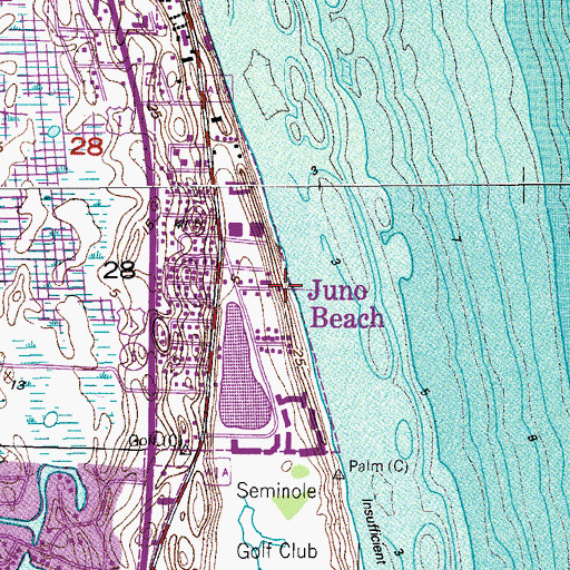 Topographic Map of Juno Park, FL