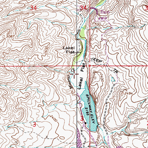 Topographic Map of Lakel Flat, AZ