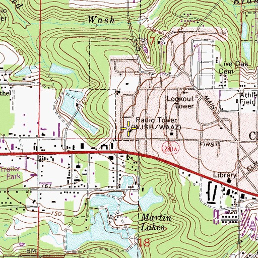 Topographic Map of WJSB-AM (Crestview), FL