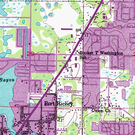 Topographic Map of WLPJ-FM (New Port Richey), FL
