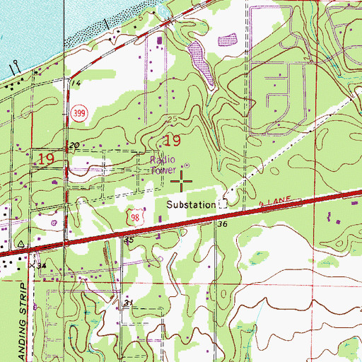 Topographic Map of WUWF-FM (Pensacola), FL