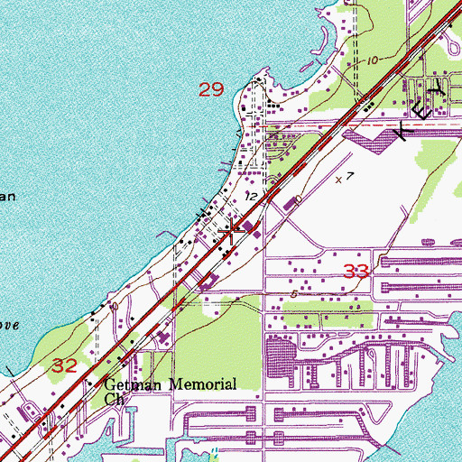 Topographic Map of WKLG-FM (Rock Harbor), FL