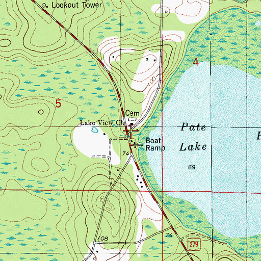 Topographic Map of Pate Lake Seaplane Base, FL