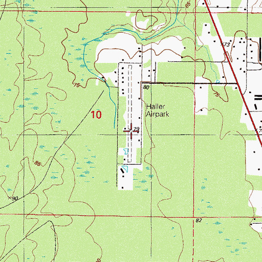 Topographic Map of Haller Airpark, FL