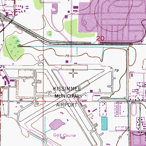 Topographic Map of Kissimmee Gateway Airport, FL