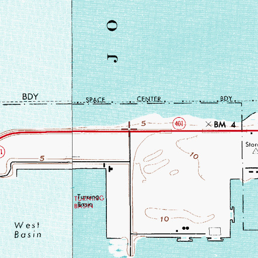 Topographic Map of Port Canaveral North Heliport, FL