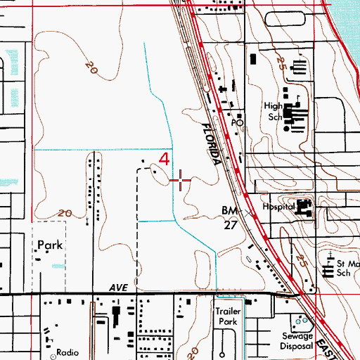 Topographic Map of Wuesthoff Hospital Emergency Heliport, FL