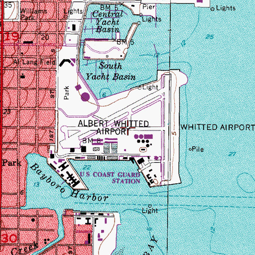 Topographic Map of Albert Whitted Airport, FL