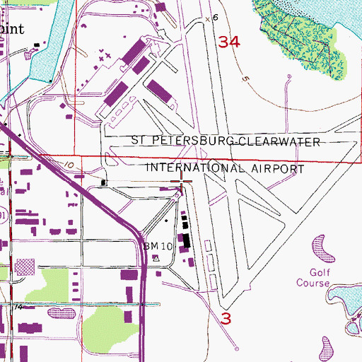 Topographic Map of St Pete-Clearwater International Airport, FL