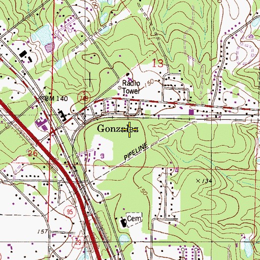 Topographic Map of WRBK-AM (Cantonment), FL