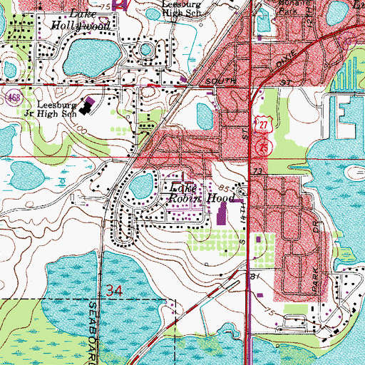 Topographic Map of WQBQ-AM (Leesburg), FL