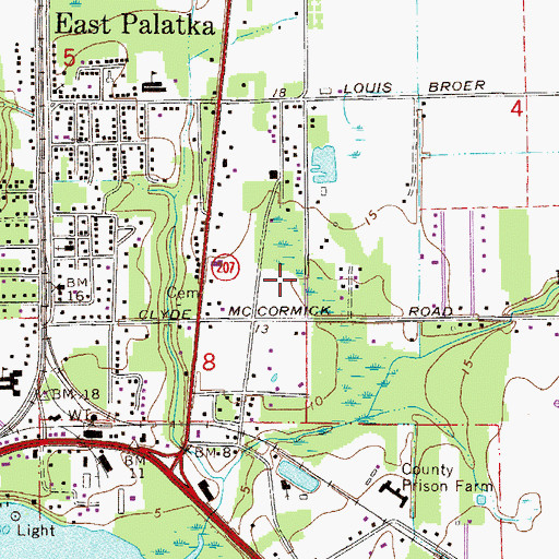 Topographic Map of WPLK-AM (Palatka), FL